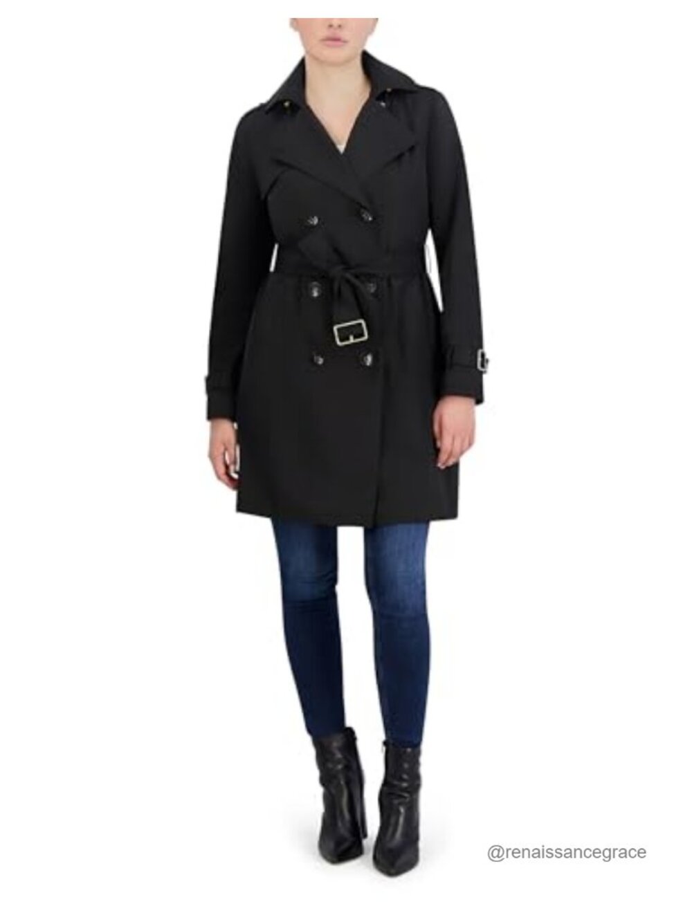 Cole Haan Double Breasted Trench Coat Cotton Blend Women's